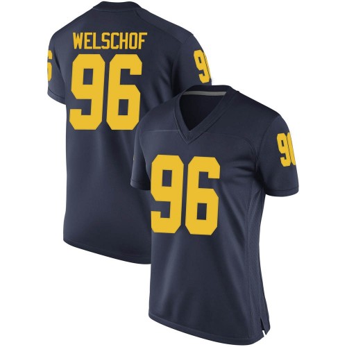 Julius Welschof Michigan Wolverines Women's NCAA #96 Navy Game Brand Jordan College Stitched Football Jersey VCU2854XP